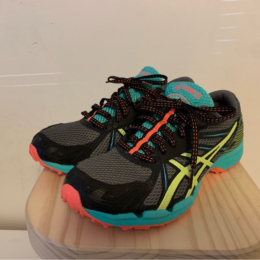 ASICS Gel Fuji Racer 3 Women's Running Trail Shoes T465N US7 Teal Coral Grey